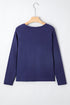 Soft Knit Seam Detail Curved Hem Raglan Top