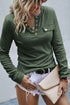 Soft Knit Snap Button Long Sleeve Henley Top