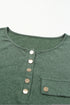 Soft Knit Snap Button Long Sleeve Henley Top