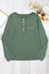 Soft Knit Snap Button Long Sleeve Henley Top