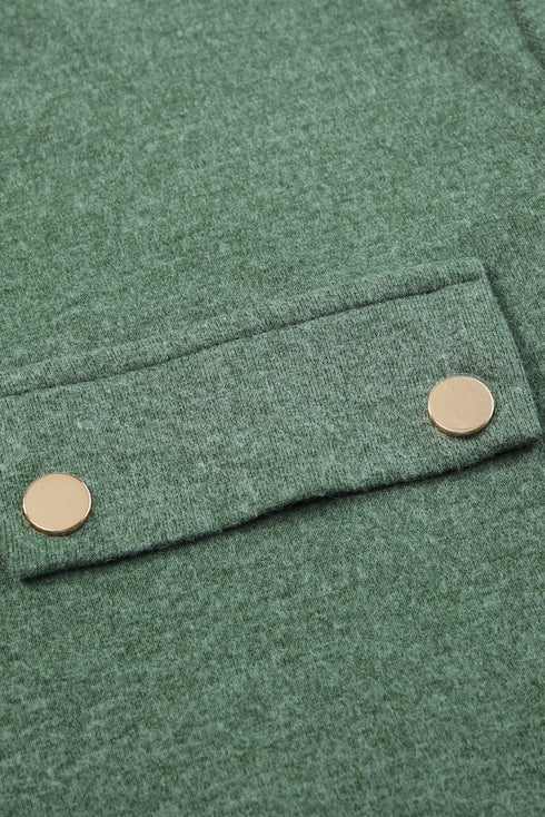 Soft Knit Snap Button Long Sleeve Henley Top