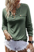 Soft Knit Snap Button Long Sleeve Henley Top
