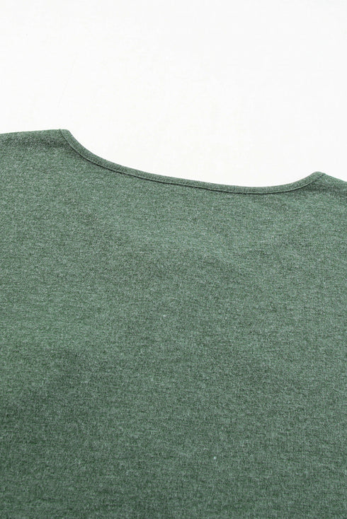 Soft Knit Snap Button Long Sleeve Henley Top