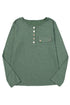 Soft Knit Snap Button Long Sleeve Henley Top