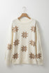 Soft Knit Snowflake Pattern Crew Neck Sweater