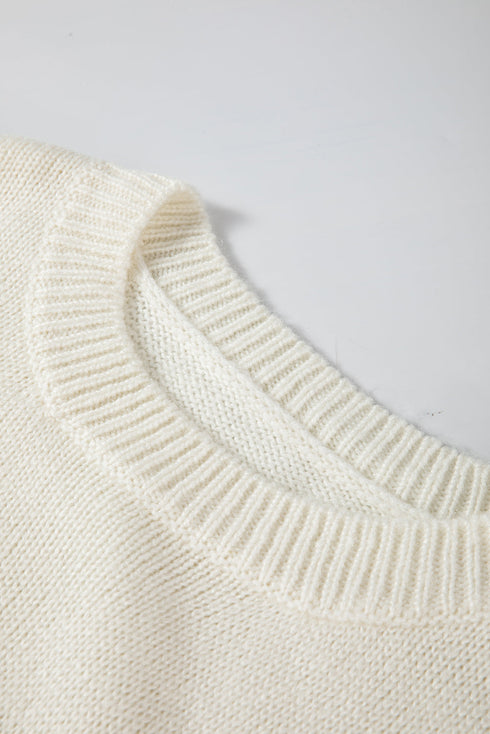 Soft Knit Snowflake Pattern Crew Neck Sweater