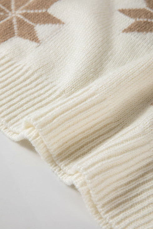Soft Knit Snowflake Pattern Crew Neck Sweater