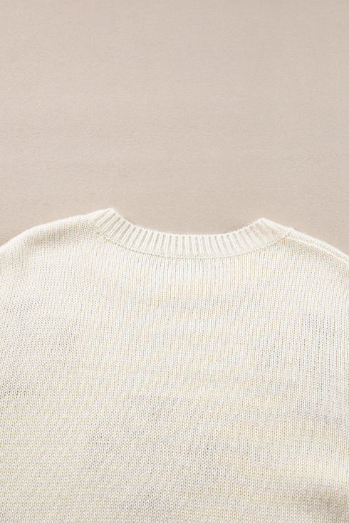 Soft Knit Snowflake Pattern Crew Neck Sweater