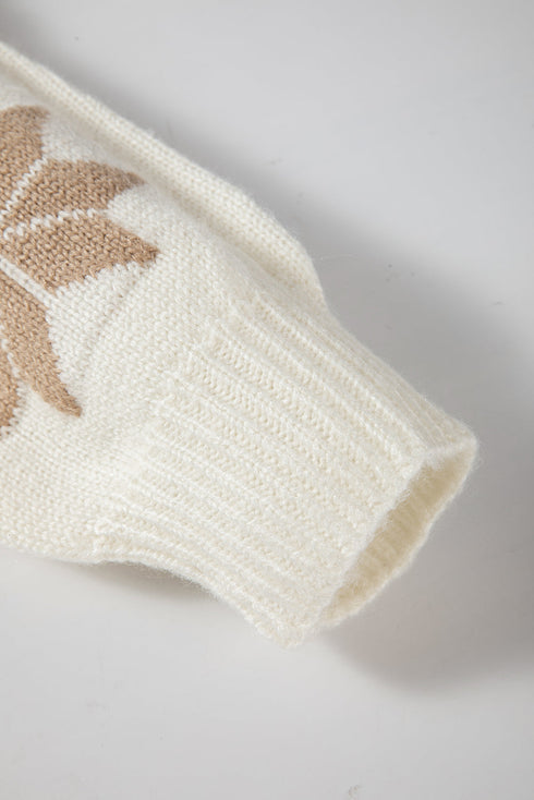 Soft Knit Snowflake Pattern Crew Neck Sweater