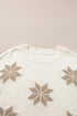 Soft Knit Snowflake Pattern Crew Neck Sweater