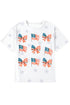 Soft Knit Starry Flag Bow Graphic Short Sleeve Tee