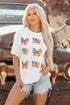 Soft Knit Starry Flag Bow Graphic Short Sleeve Tee