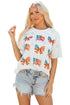 Soft Knit Starry Flag Bow Graphic Short Sleeve Tee
