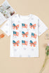 Soft Knit Starry Flag Bow Graphic Short Sleeve Tee
