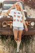 Soft Knit Starry Flag Bow Graphic Short Sleeve Tee