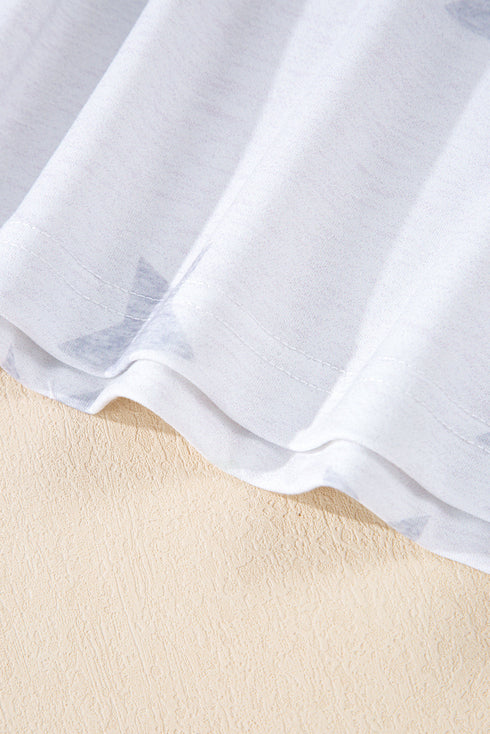 Soft Knit Starry Flag Bow Graphic Short Sleeve Tee