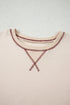 Soft Knit Stripe Sleeve Patchwork Pocket Top