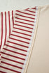 Soft Knit Stripe Sleeve Patchwork Pocket Top