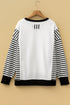 Soft Knit Stripe Sleeve Patchwork Pocket Top