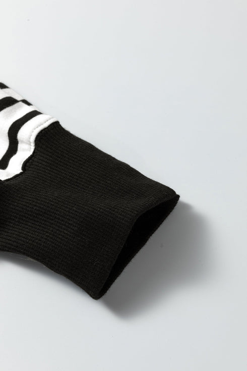 Soft Knit Stripe Sleeve Patchwork Pocket Top