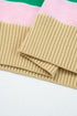 Soft Knit Striped Balloon Sleeve Crew Neck Sweater