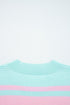 Soft Knit Striped Balloon Sleeve Crew Neck Sweater