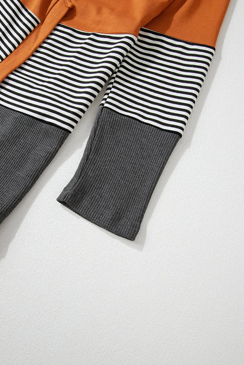 Soft Knit Striped Color Block Open Front Cardigan
