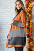 Soft Knit Striped Color Block Open Front Cardigan
