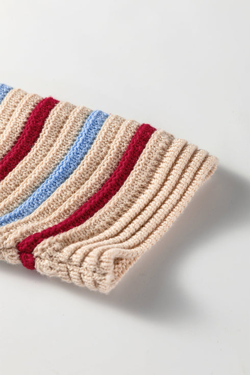 Soft Knit Striped Crew Neck Pullover Sweater