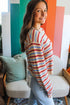 Soft Knit Striped Crew Neck Pullover Sweater
