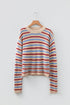 Soft Knit Striped Crew Neck Pullover Sweater