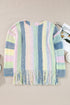 Soft Knit Striped Fringe Hem Pullover Sweater