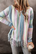 Soft Knit Striped Fringe Hem Pullover Sweater