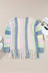 Soft Knit Striped Fringe Hem Pullover Sweater