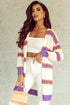 Soft Knit Striped Open Front Longline Cardigan