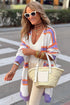 Soft Knit Striped Open Front Longline Cardigan