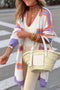 Soft Knit Striped Open Front Longline Cardigan