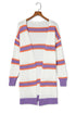 Soft Knit Striped Open Front Longline Cardigan