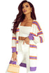 Soft Knit Striped Open Front Longline Cardigan