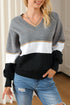 Soft Knit Striped V Neck Pullover Sweater