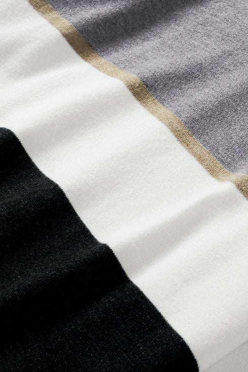 Soft Knit Striped V Neck Pullover Sweater