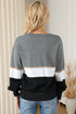 Soft Knit Striped V Neck Pullover Sweater