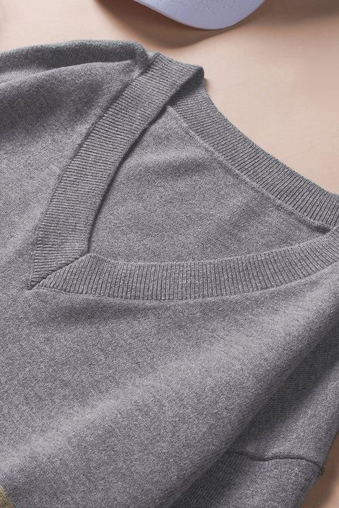 Soft Knit Striped V Neck Pullover Sweater