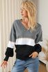 Soft Knit Striped V Neck Pullover Sweater