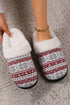 Soft Knitted Snowflake Pattern Plush Fleece Slippers