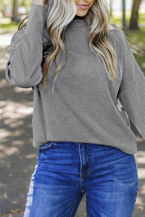 Soft Mock Neck Relaxed Fit Long Sleeve Pullover Sweater