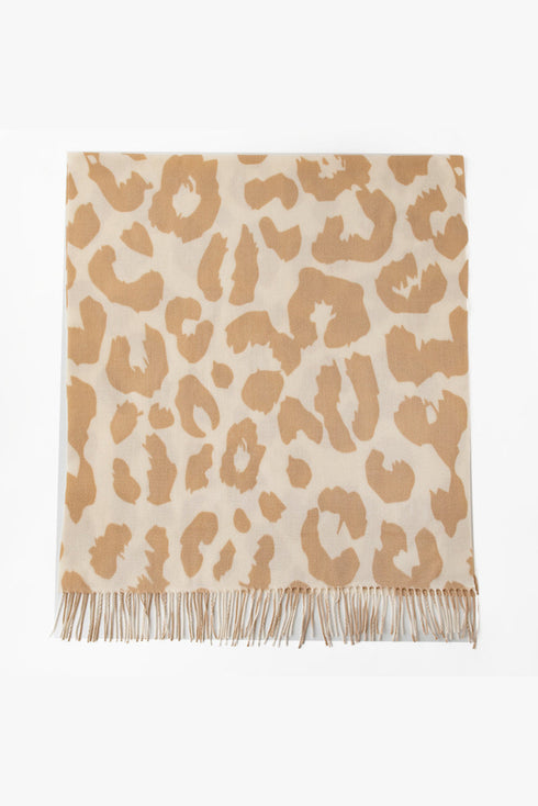 Soft Oversized Western Animal Print Fringed Scarf