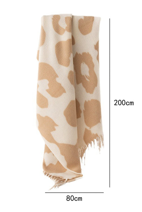 Soft Oversized Western Animal Print Fringed Scarf