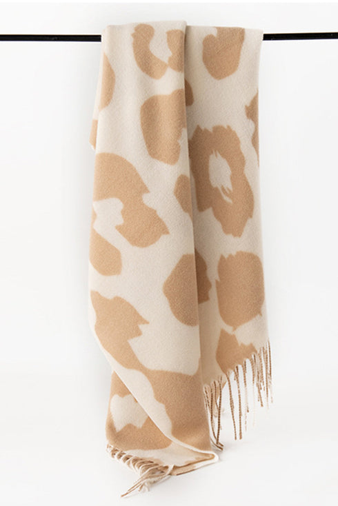 Soft Oversized Western Animal Print Fringed Scarf