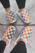 Soft Plush Checkered Round Toe House Slippers